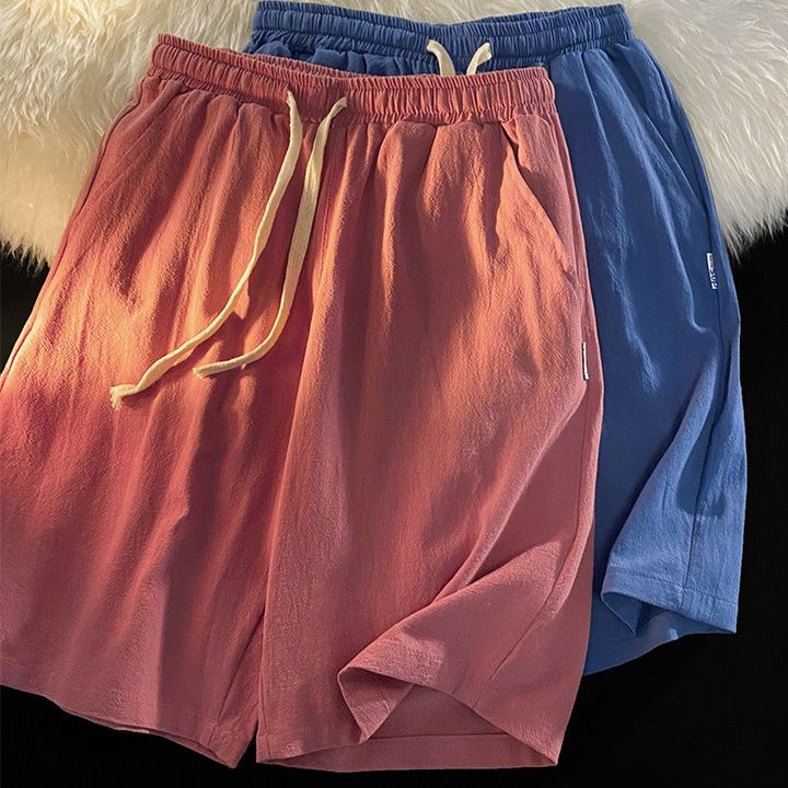 ショートパンツメンズ涼感素材ゴムウエスト紐付き