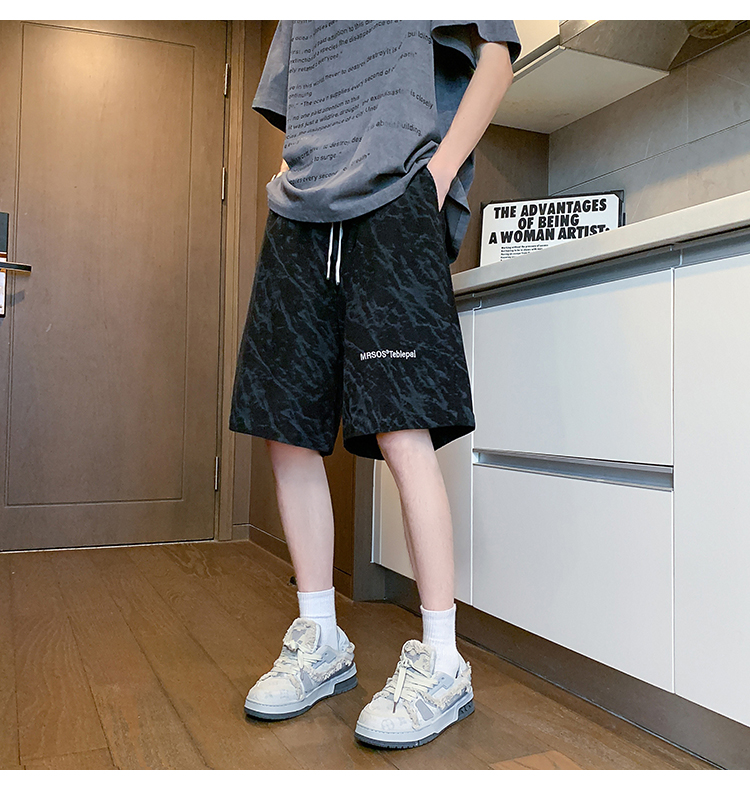 ショートパンツ 大理石柄リラックスショートパンツ