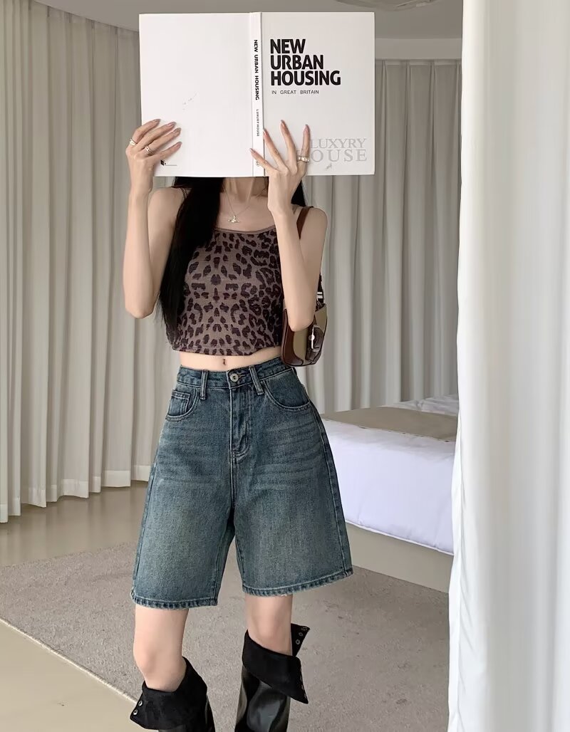 ショートパンツ ゆったりハーフデニムパンツ