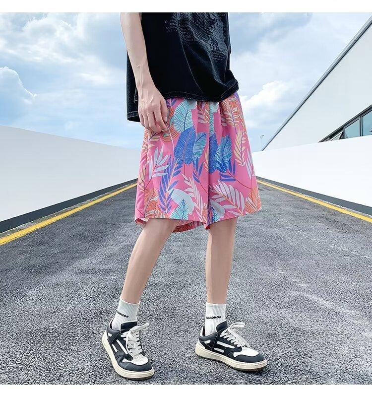 ショートパンツ トロピカル柄ゆったりハーフパンツ