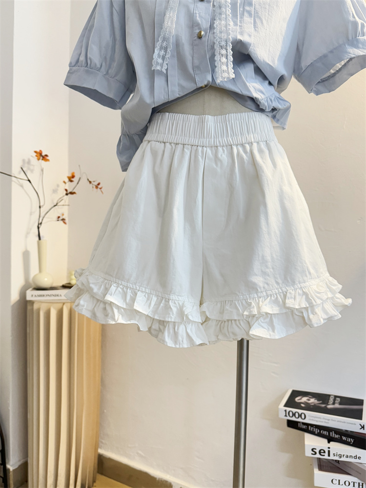 ショートパンツ フリルヘム リラックスショートパンツ