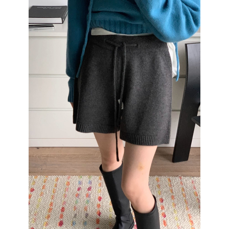 ニットゆる綿素材ショートパンツ