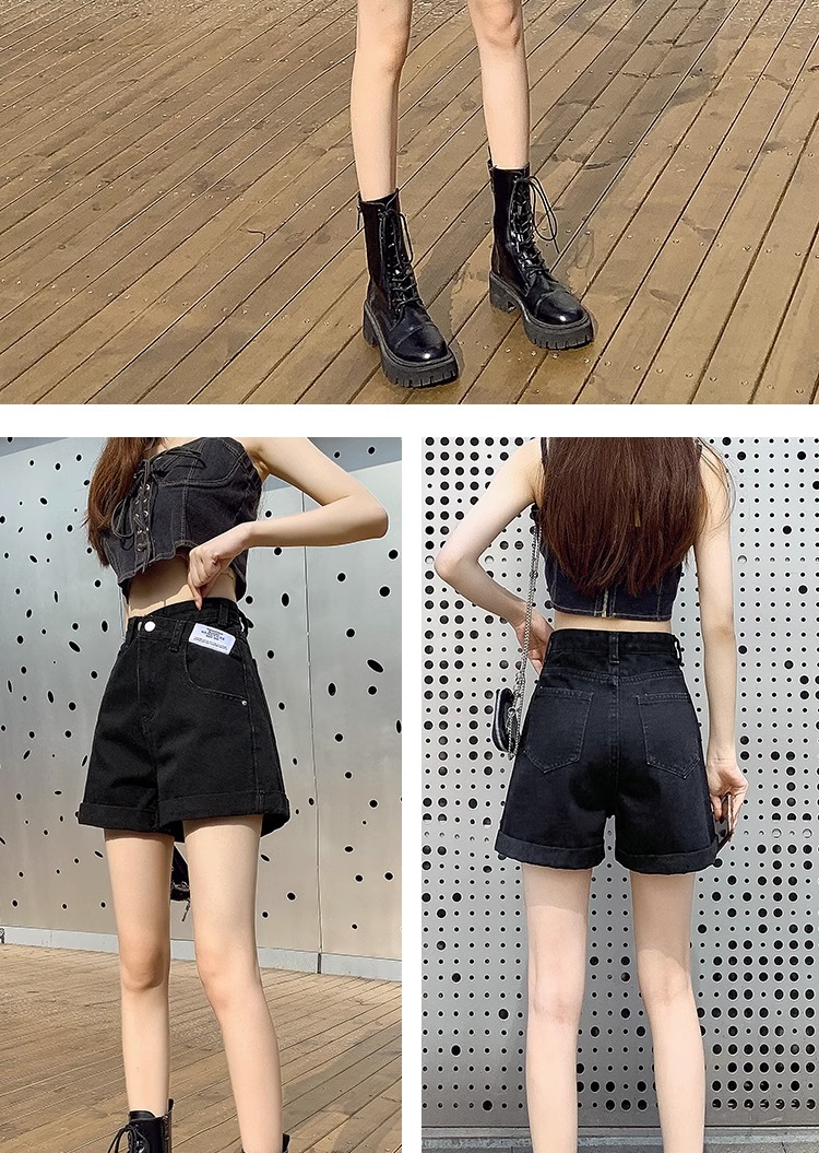 ショートパンツ ハイウエストデニムショートパンツ