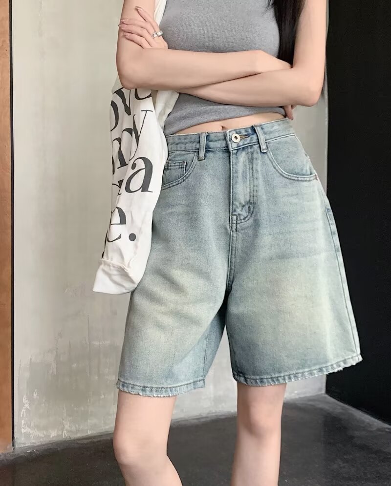 ショートパンツ ゆったりハーフデニムパンツ