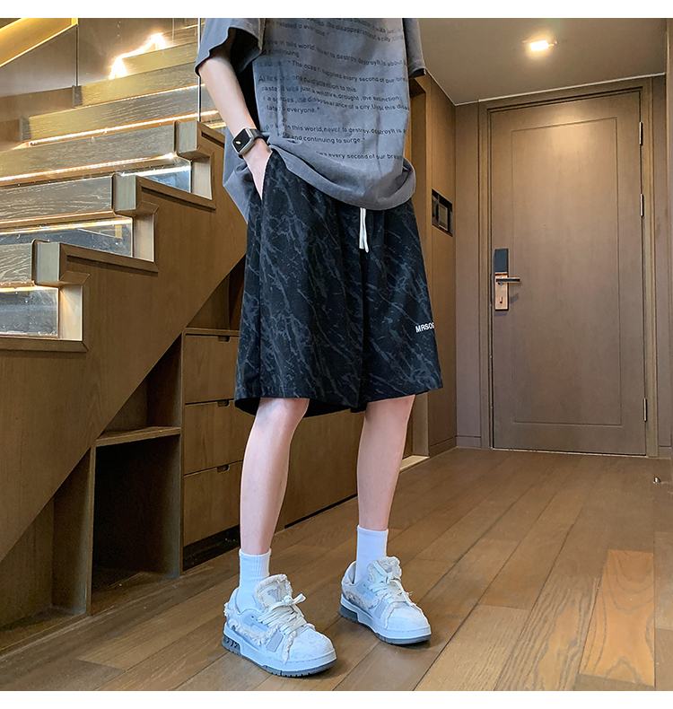 ショートパンツ 大理石柄リラックスショートパンツ