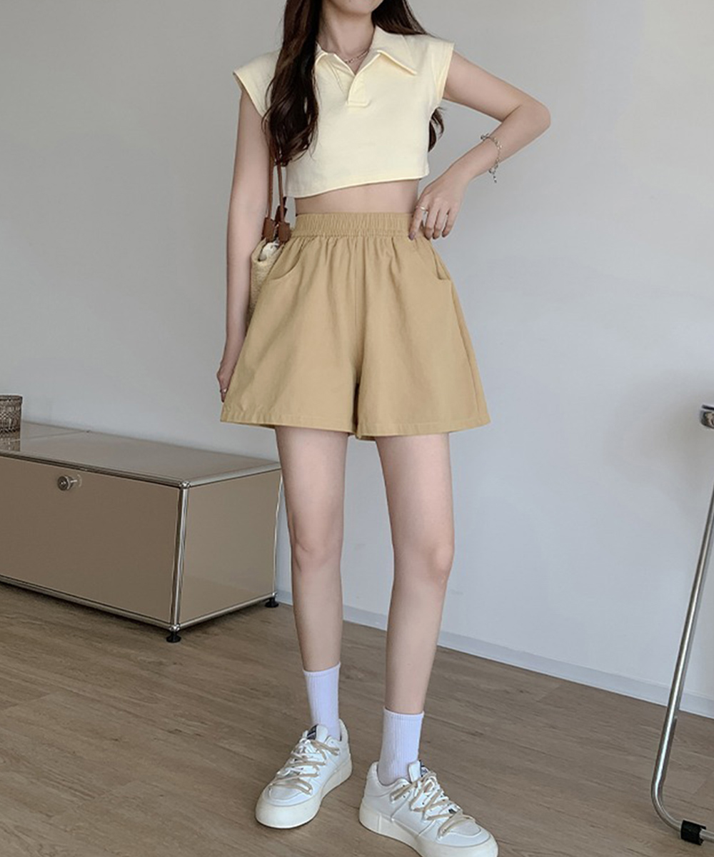 楽ちんワイドショートパンツ 