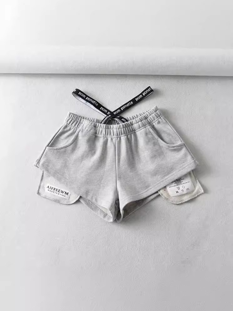 ショートパンツレディースレイヤード風スポーティー