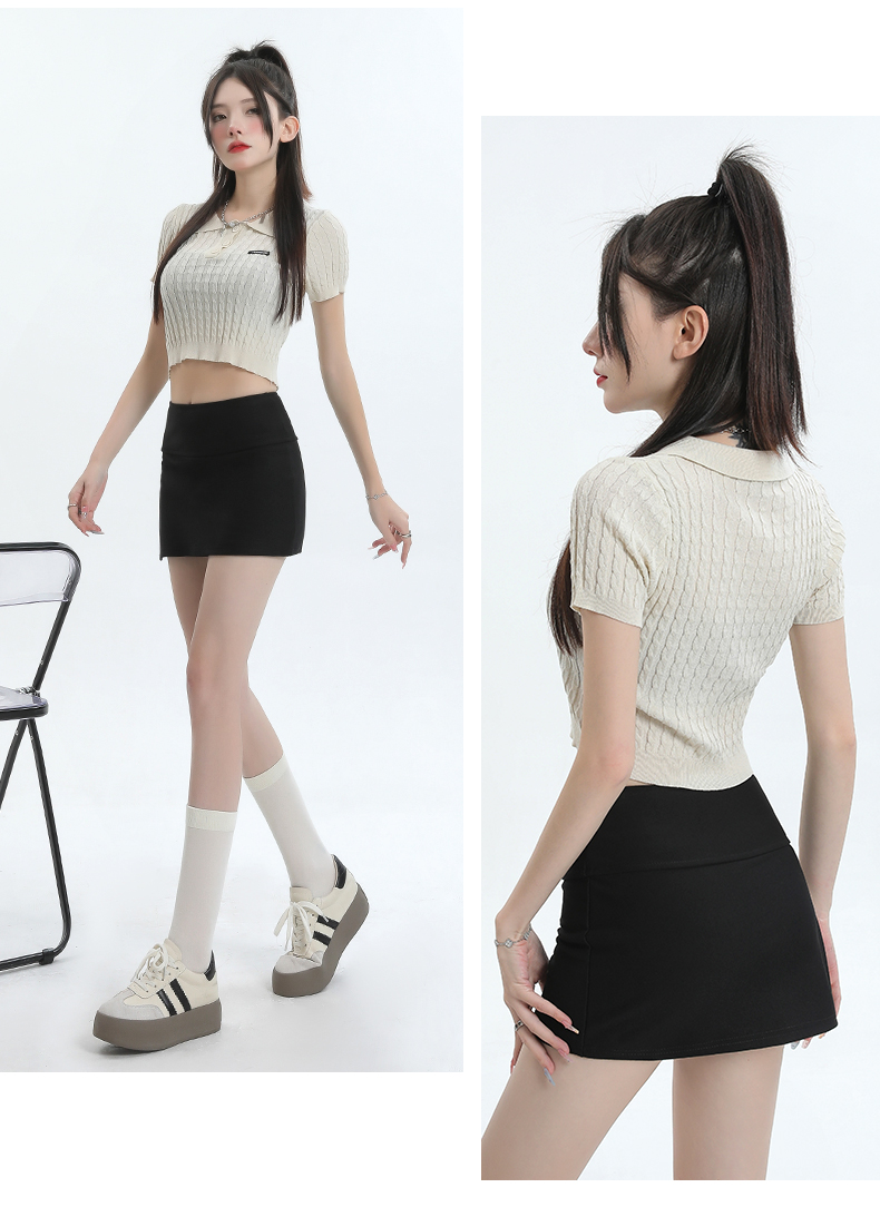 ショートパンツ シンプル巻きスカート風ショートパンツ