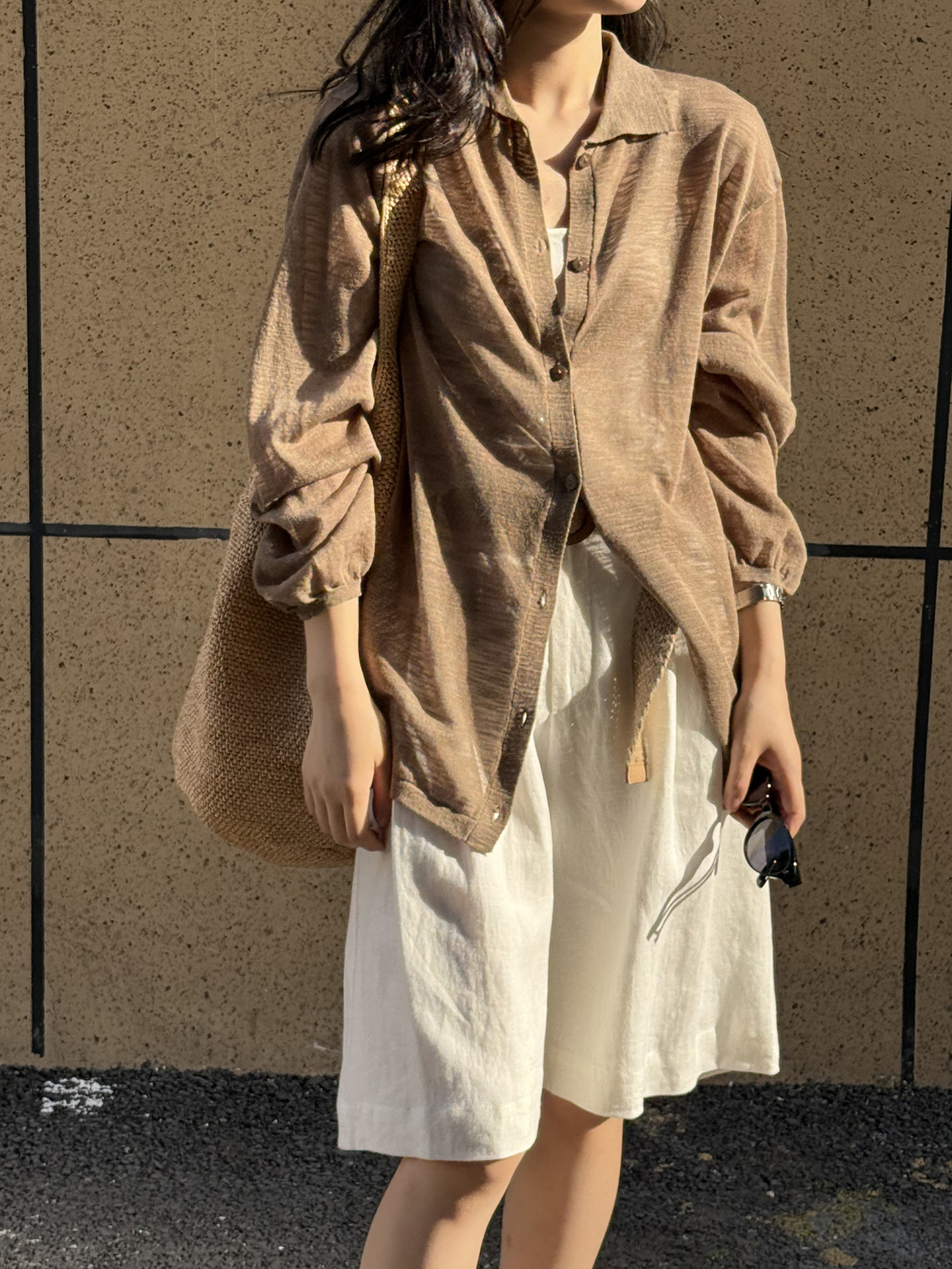 ショートパンツ リネン風ワイドショートパンツ