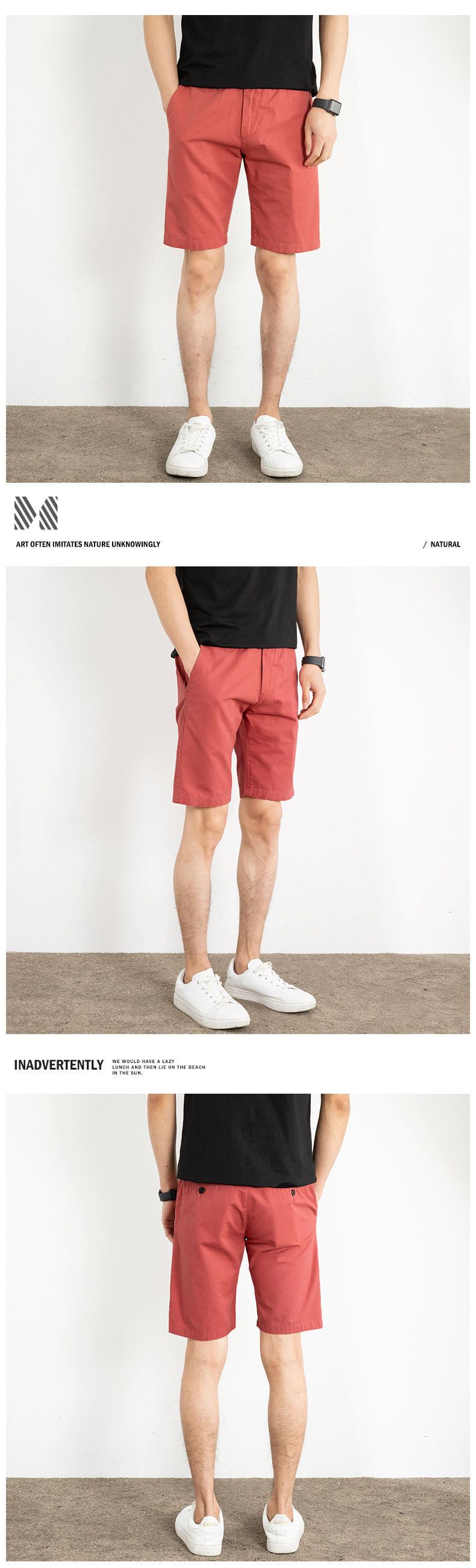 ショートパンツ 上質綿麻混紡チノショートパンツ