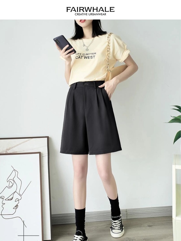 ショートパンツ タックデザイン ワイドショートパンツ