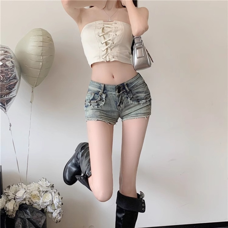 ダメージ加工デニムショートパンツ