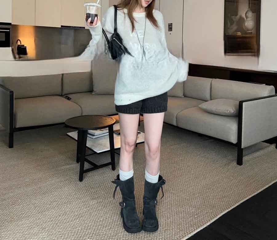 ゆったりニットショートパンツ