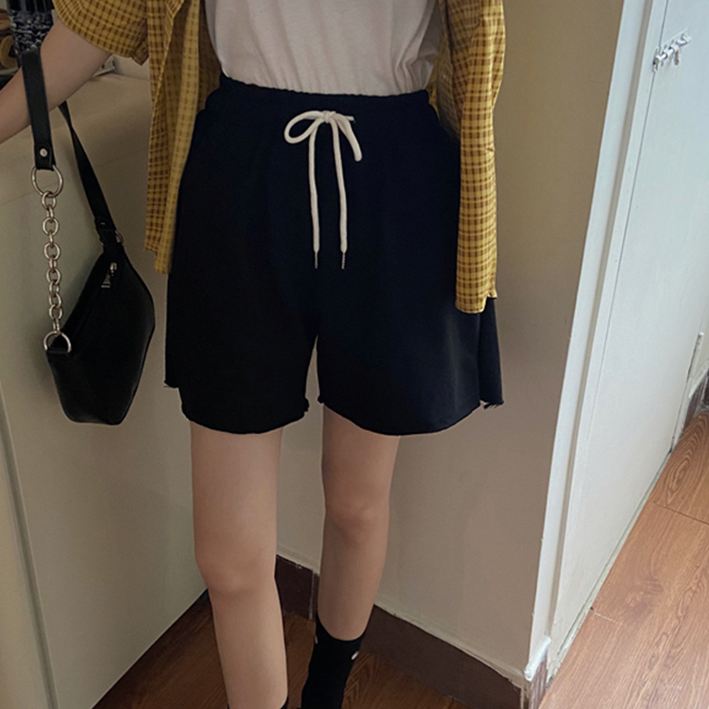 レディース 楽ちんスウェットショートパンツ ウエスト紐付き