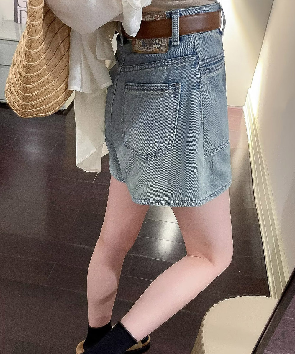 レディース デニムショートパンツ ハイウエスト美脚