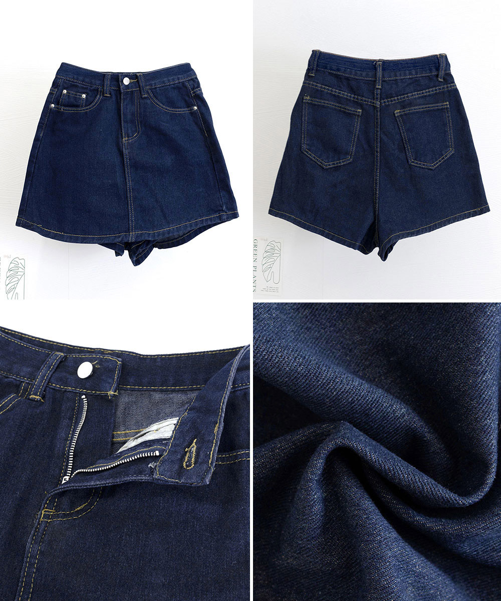 ショートパンツ レディース ハイウエストデニムスカパン