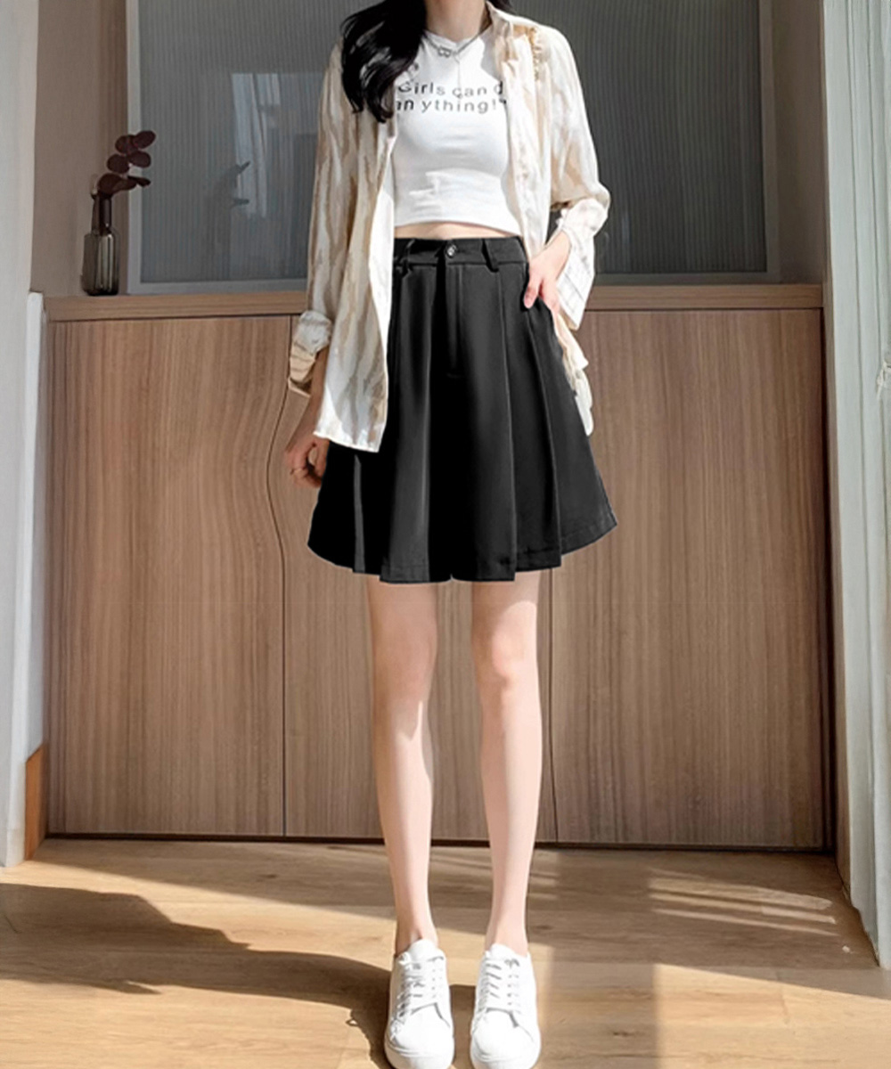 レディース ハイウエスト サイドスリットショートパンツ