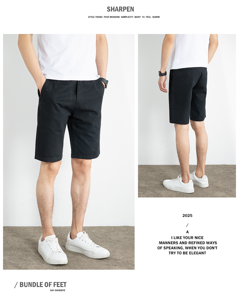ショートパンツ 上質綿麻混紡チノショートパンツ