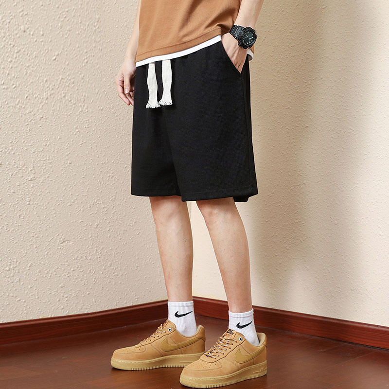 ショートパンツ ワッフル生地ドローコードショートパンツ