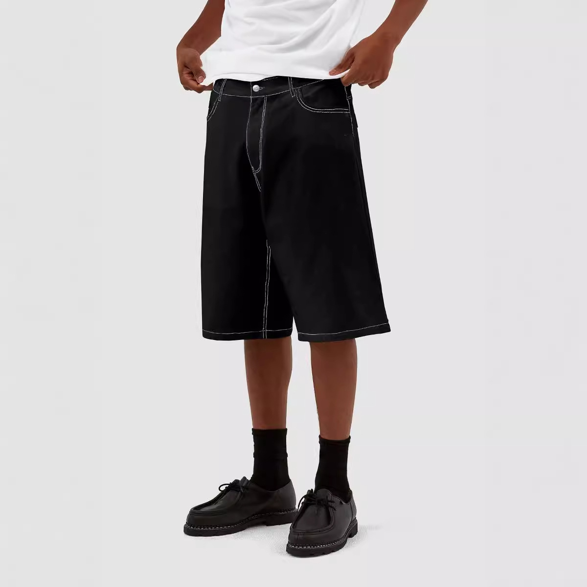 ショートパンツ ゆったりシルエットデニムハーフパンツ
