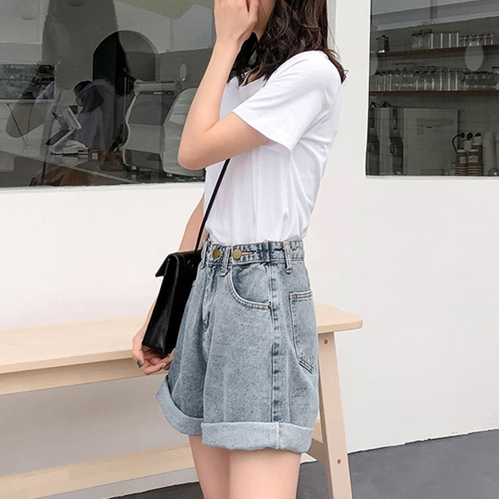 レディース ハイウエストデニム ショートパンツ 韓国風