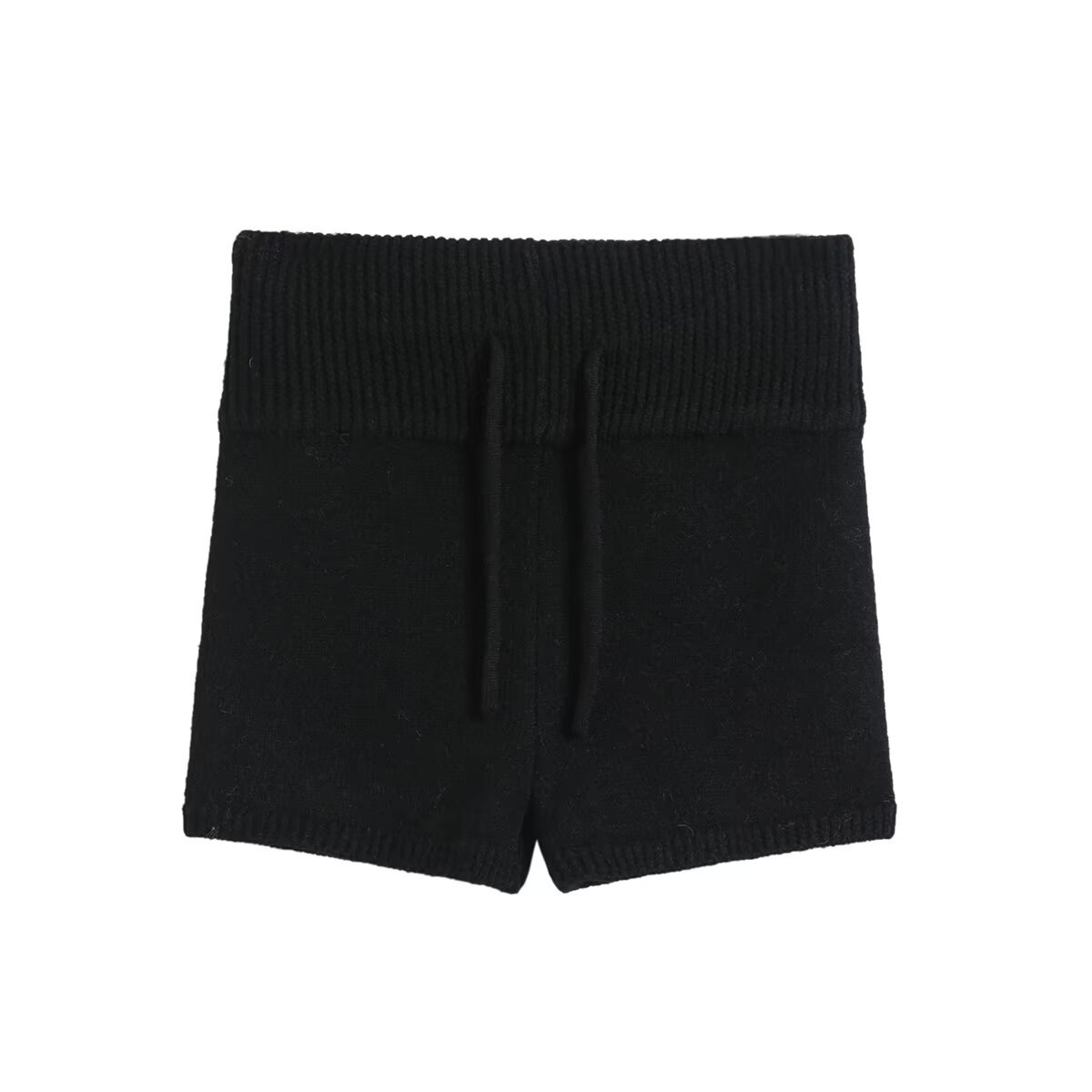 リブ編みハイウエストショートパンツ
