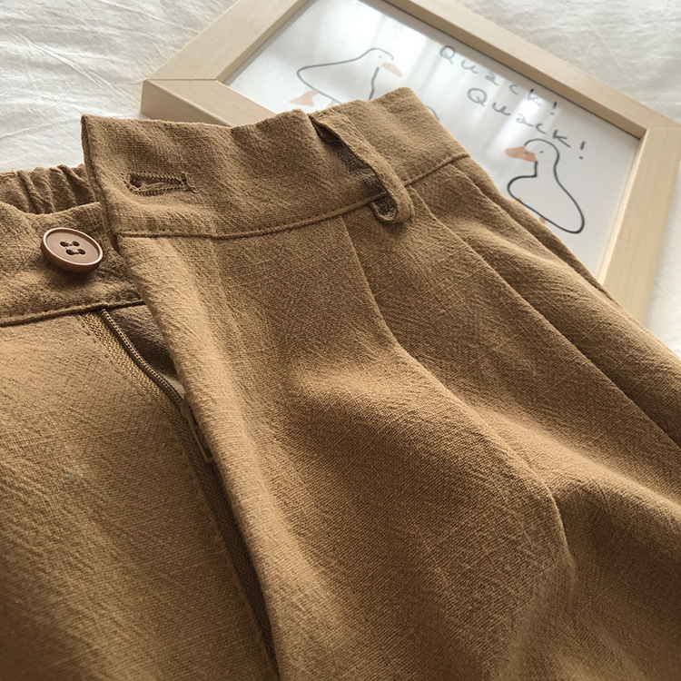 2025新作 レディース綿麻五分丈ショートパンツ 無地