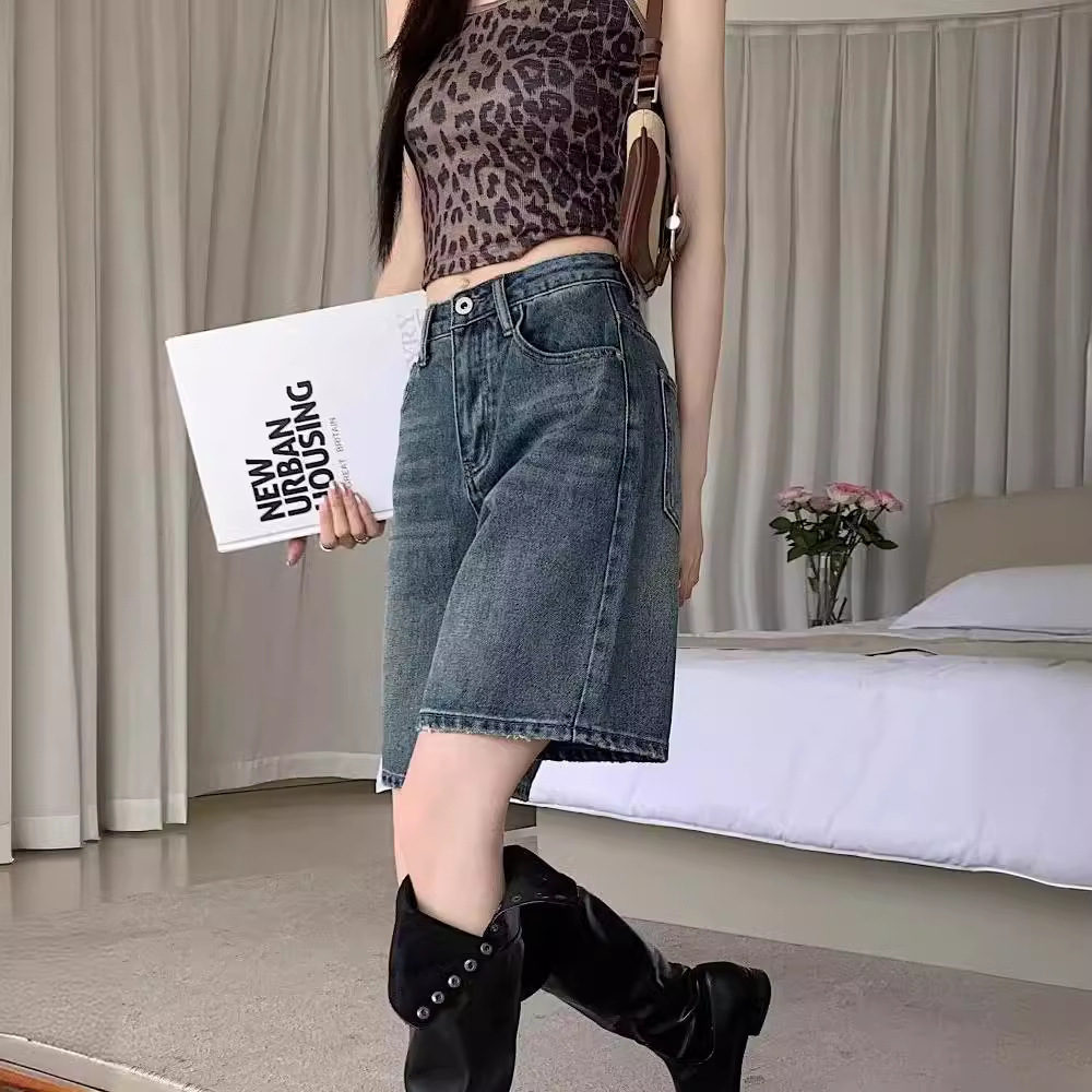 ショートパンツ ゆったりハーフデニムパンツ