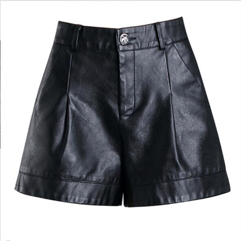 フェイクレザー プリーツショートパンツ