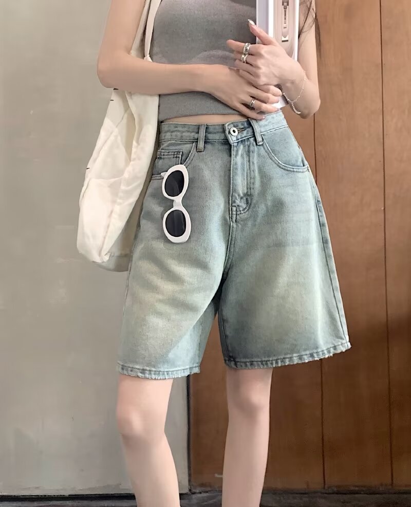 ショートパンツ ゆったりハーフデニムパンツ