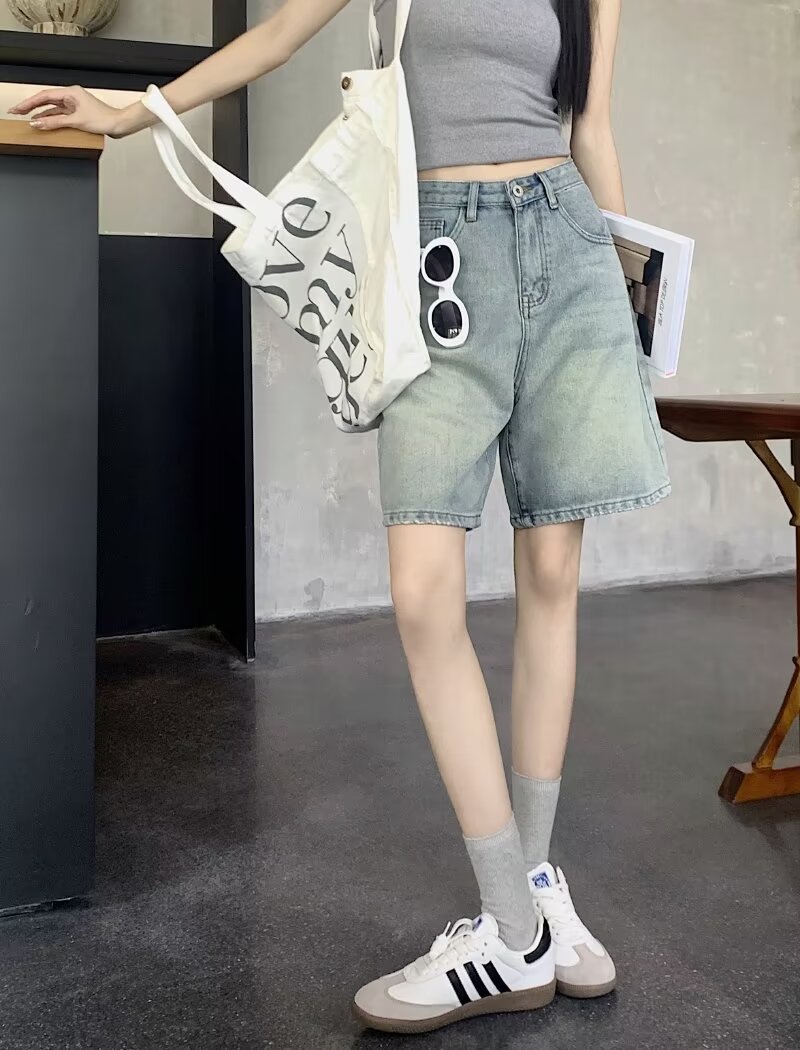 ショートパンツ ゆったりハーフデニムパンツ