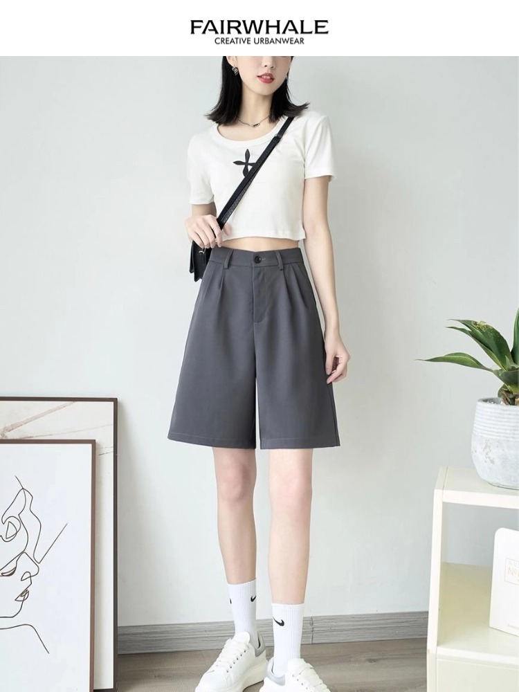 ショートパンツ タックデザイン ワイドショートパンツ