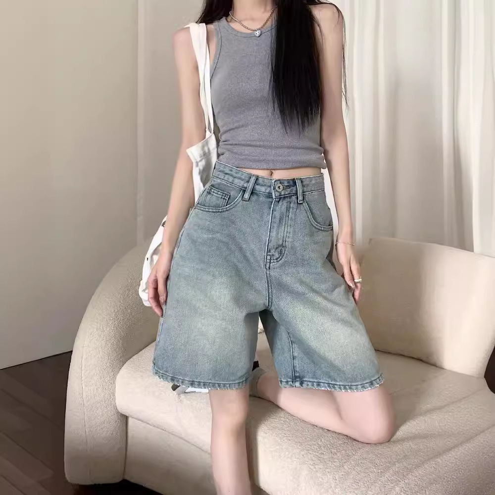 ショートパンツ ゆったりハーフデニムパンツ