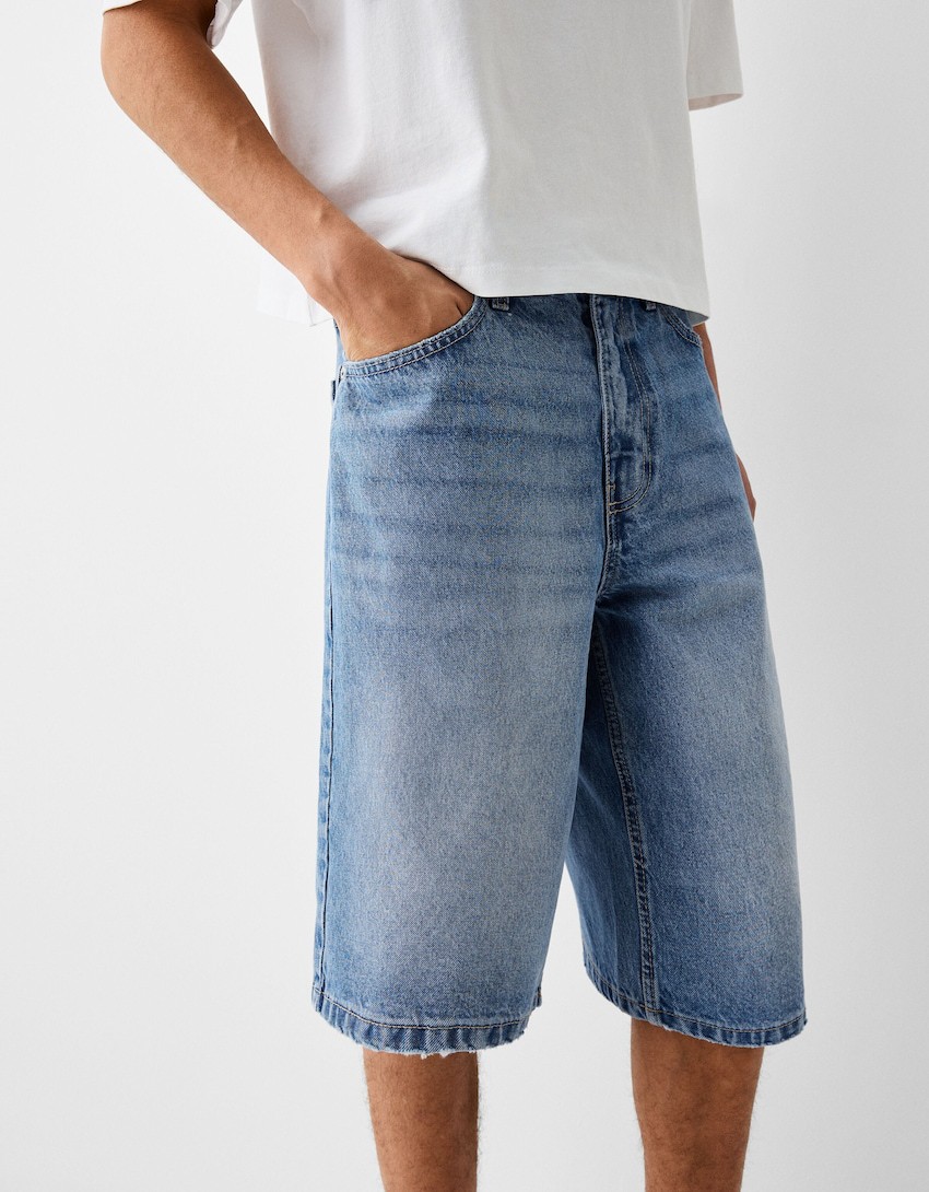 ショートパンツ ゆったりシルエットデニムハーフパンツ