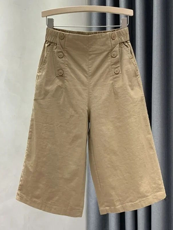 ショートパンツ マリンボタン ワイドショートパンツ