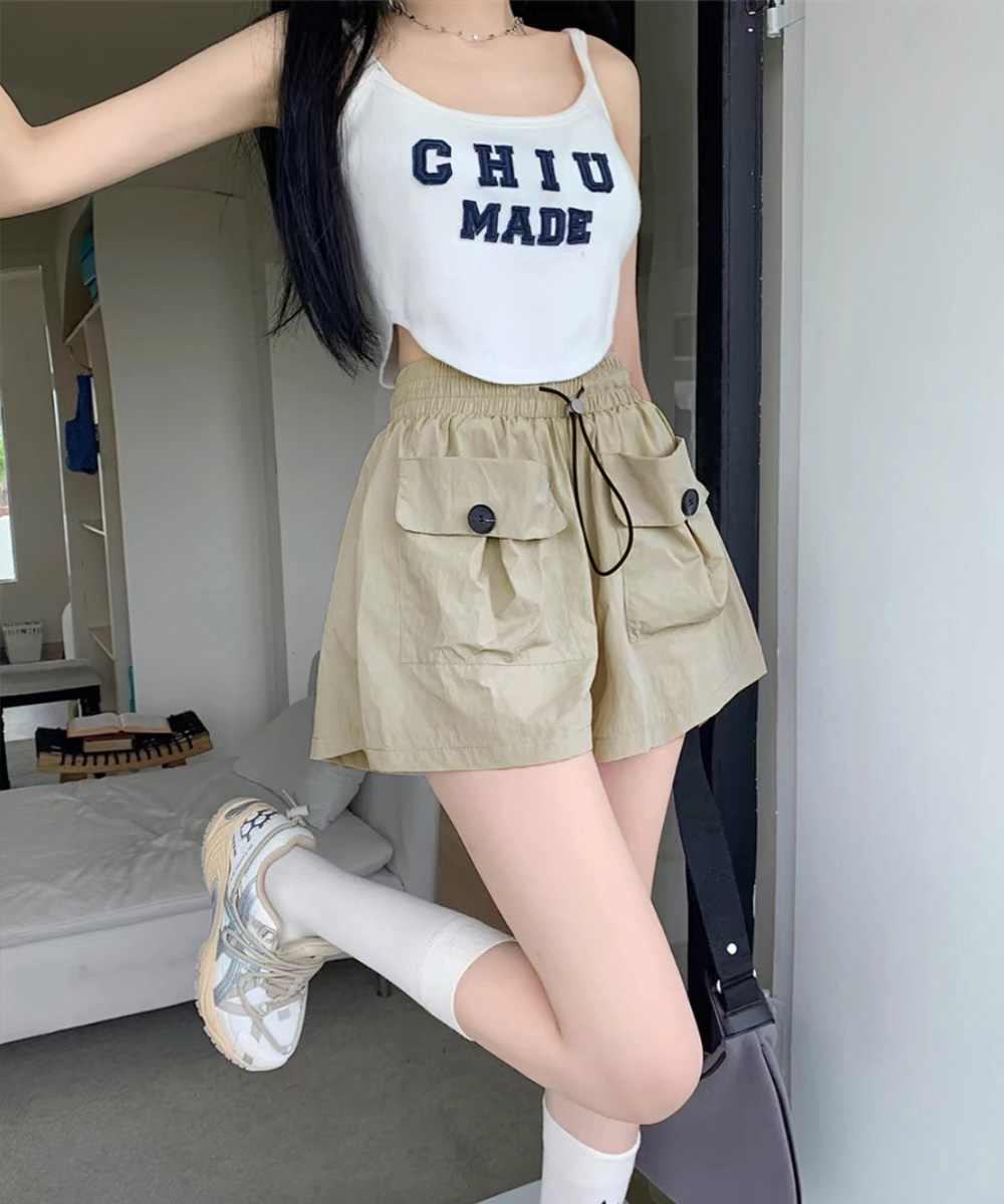 レディース 美脚ポケット付きカーゴショートパンツ 春夏