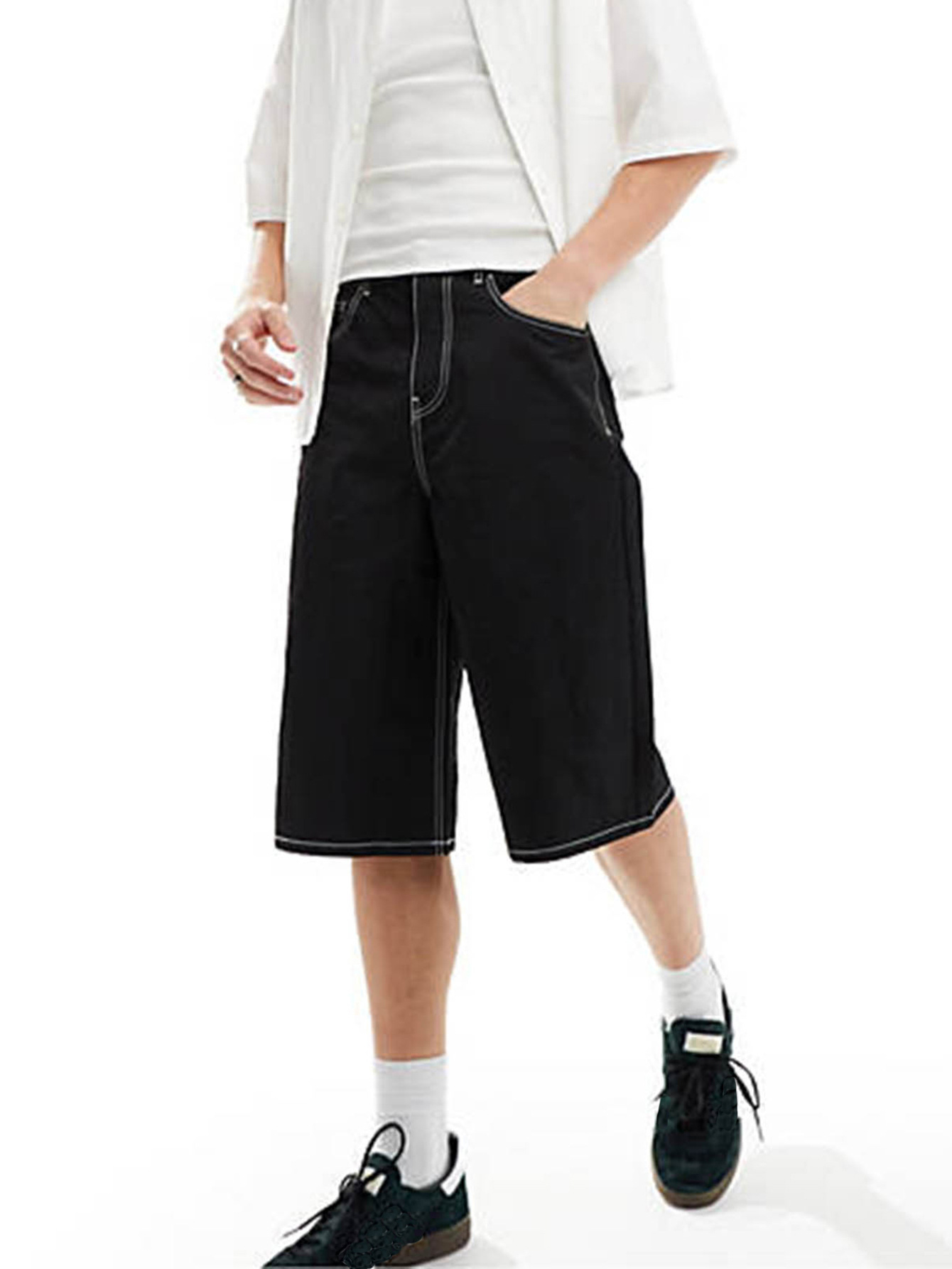 ショートパンツ ゆったりシルエットデニムハーフパンツ