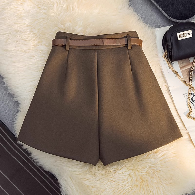 ショートパンツレディースベルト付き大きめポケットハイウエスト