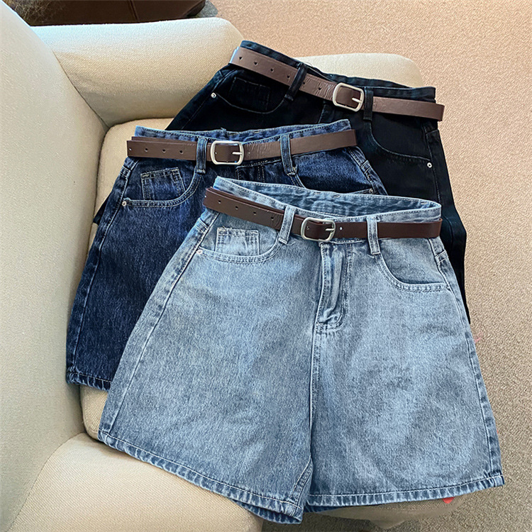 ゆるふわベルト付きデニムショートパンツ