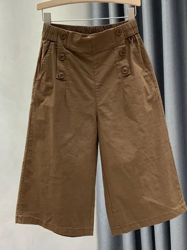 ショートパンツ マリンボタン ワイドショートパンツ