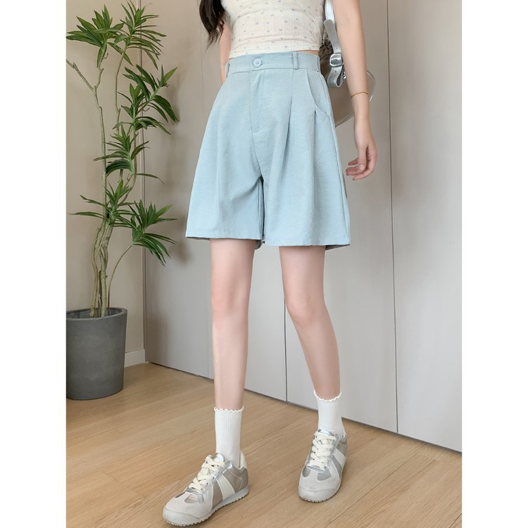 ショートパンツ リネン風タックショートパンツ