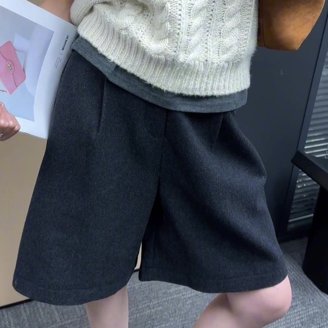 ゆったりロング丈カジュアルショートパンツ