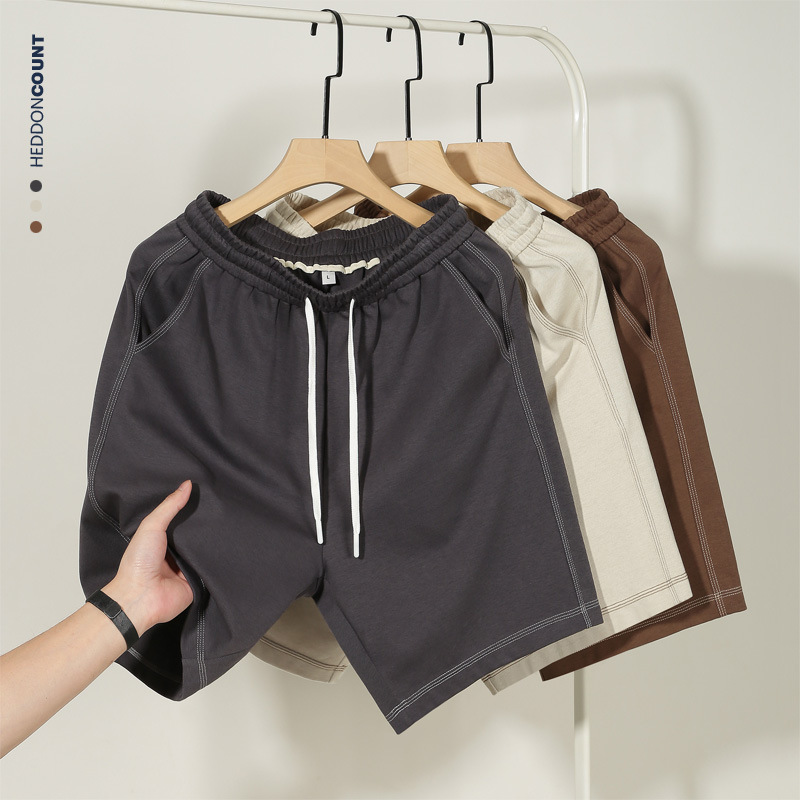 メンズ 配色ステッチ ショートパンツ 紐付き