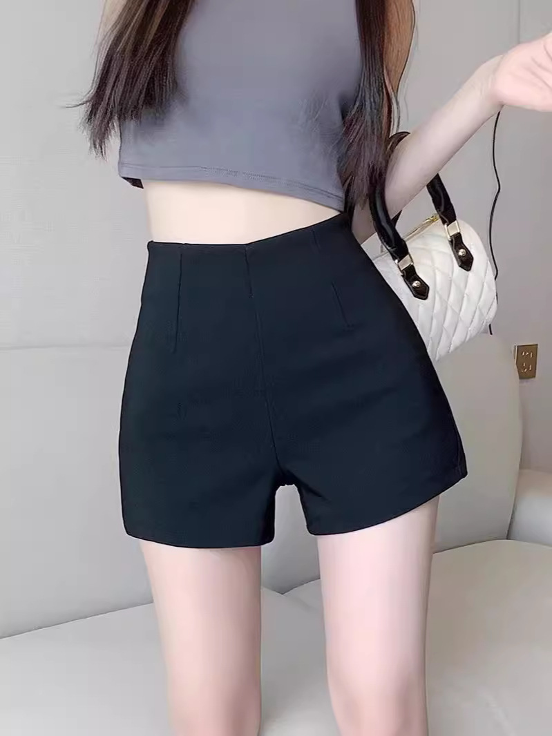 ショートパンツレディースハイウエストすっきりシルエット