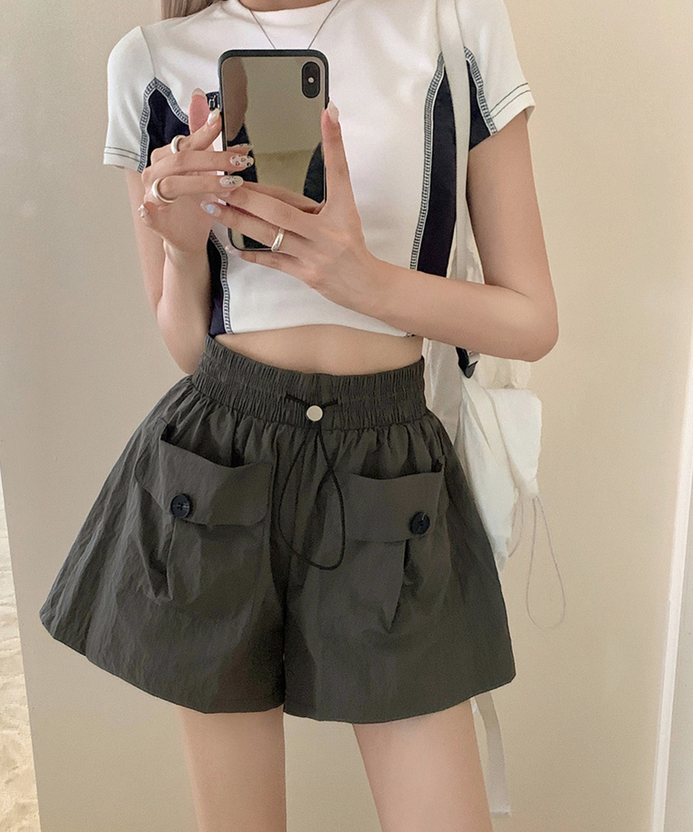 レディース 美脚ポケット付きカーゴショートパンツ 春夏