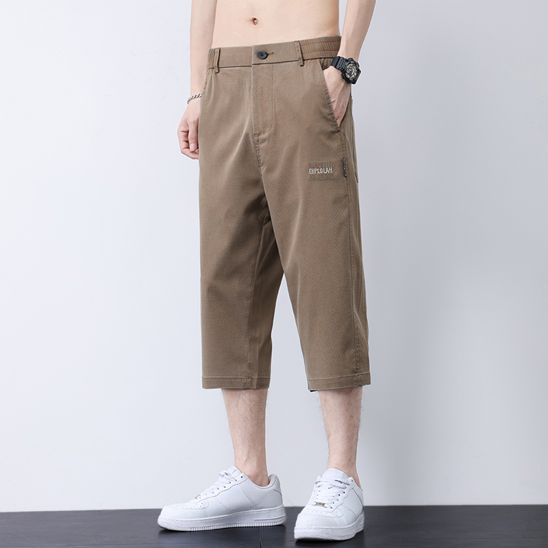 ショートパンツ 伸縮ウエスト七分丈ショートパンツ