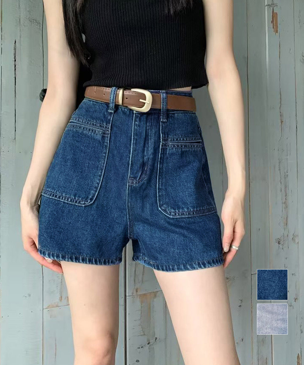 レディース デニムショートパンツ ハイウエスト美脚