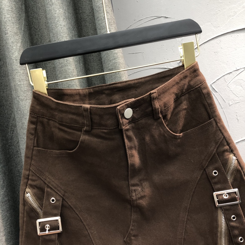 ショートパンツ デザインジッパー付きミニスカート風ショートパンツ