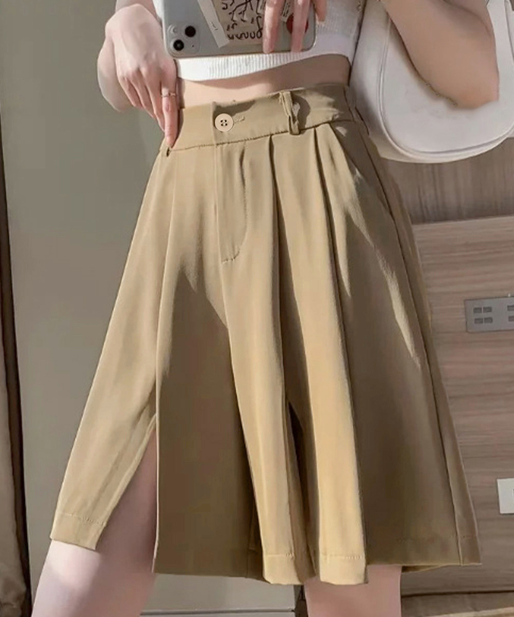 レディース ハイウエスト サイドスリットショートパンツ