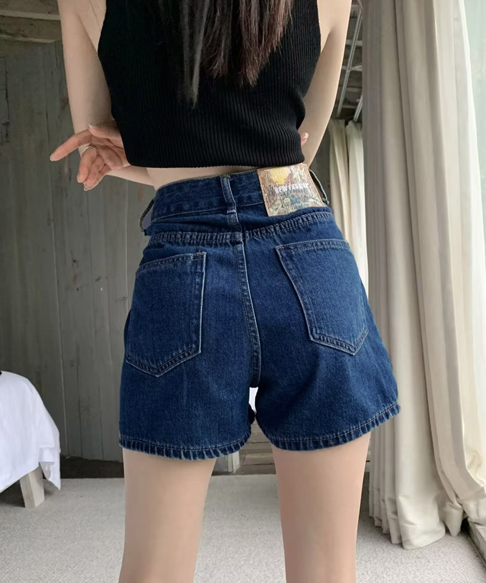 レディース デニムショートパンツ ハイウエスト美脚